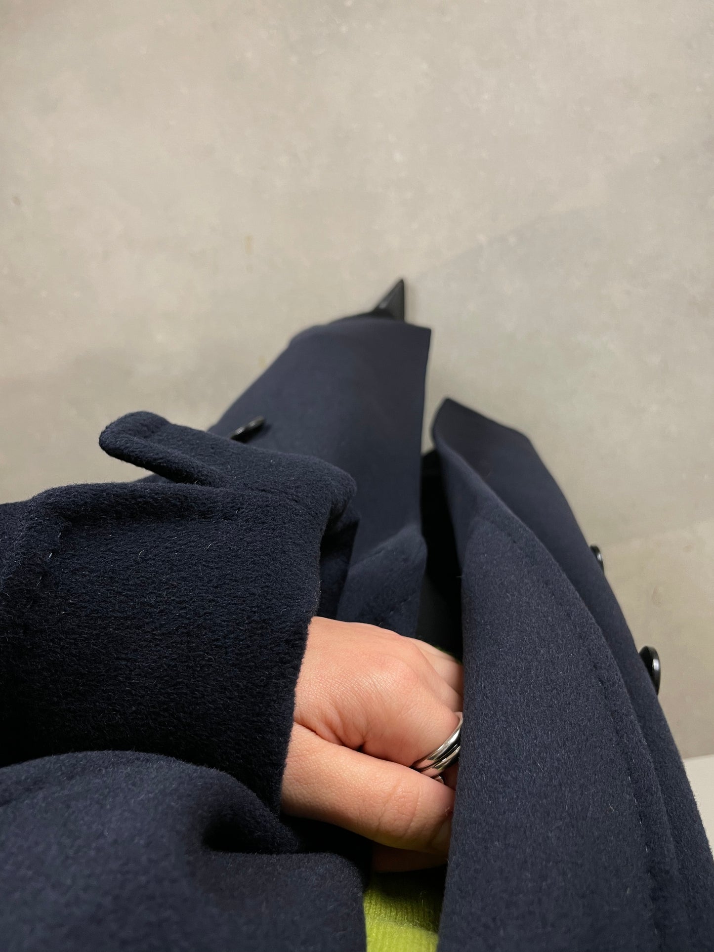 Blue wool, angora and cashmere coat