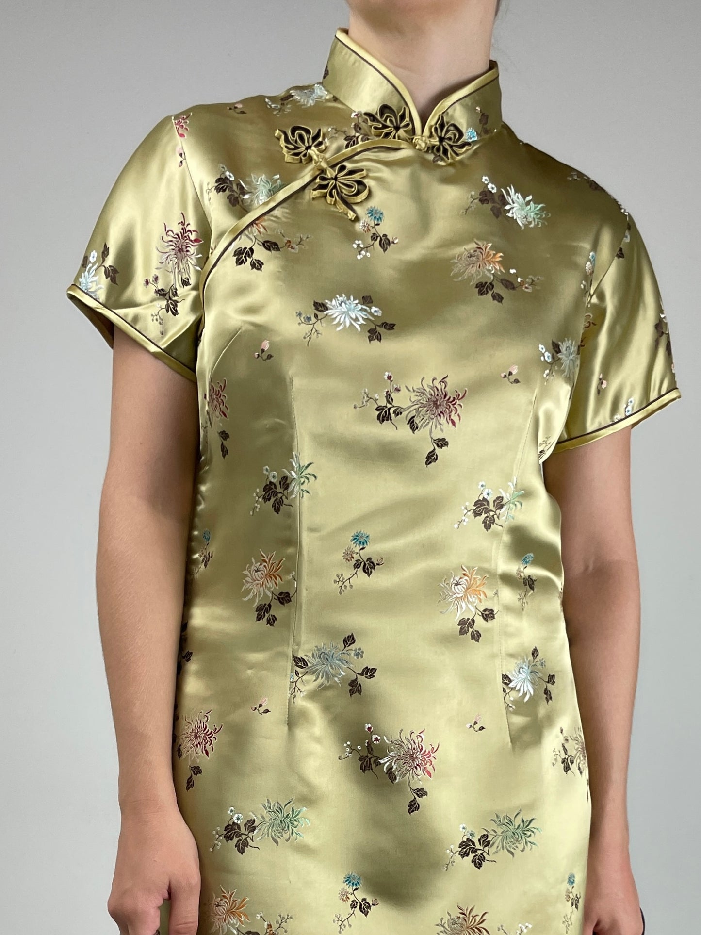 Qipao sartoriale in jacquard di viscosa
