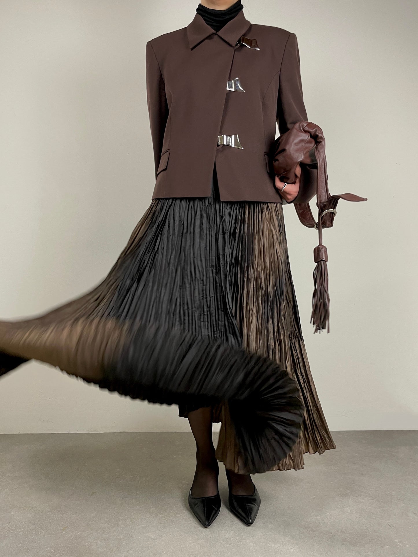 Hobo bag in pelle marrone
