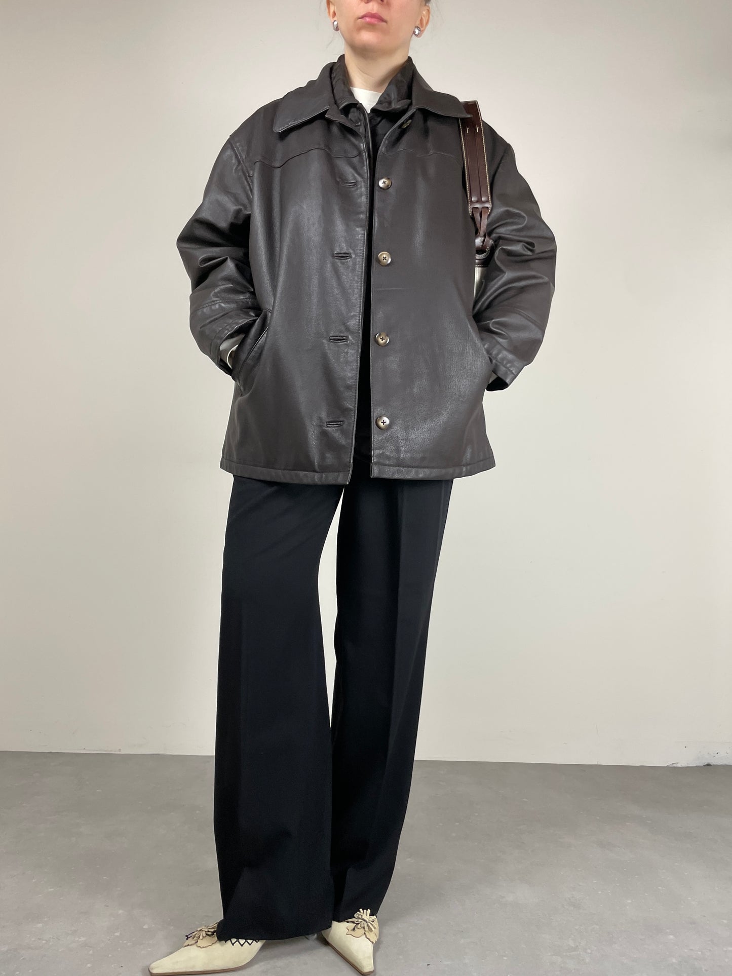 Giacca in vera pelle con gilet interno