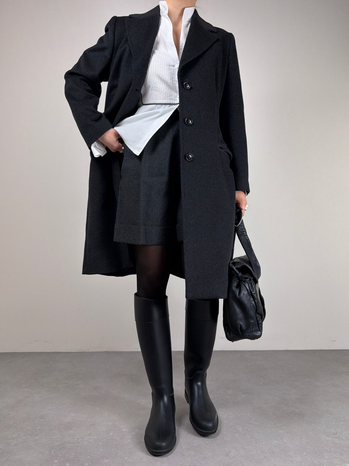 Cappotto vintage Made in Italy in pura lana grigia