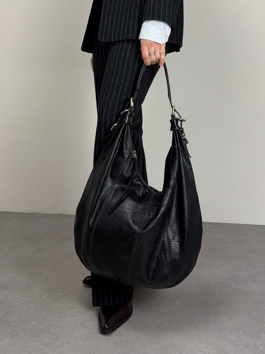 Maxi borsa a spalla o tracolla in vera pelle effetto lucertola