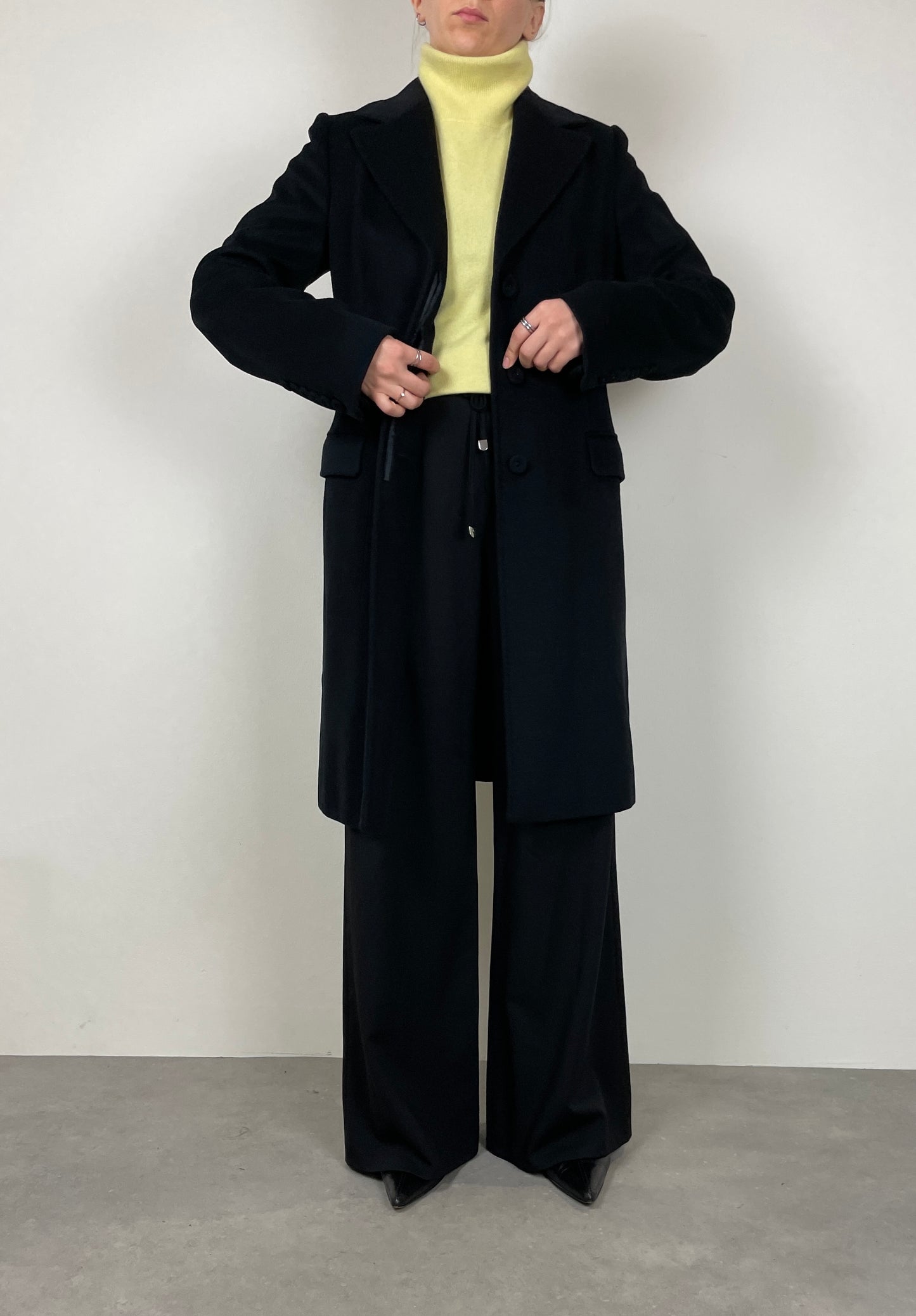 Wool and cashmere soft black coat