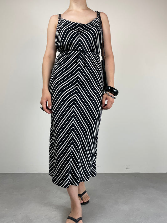 Abito vintage in pura seta a righe