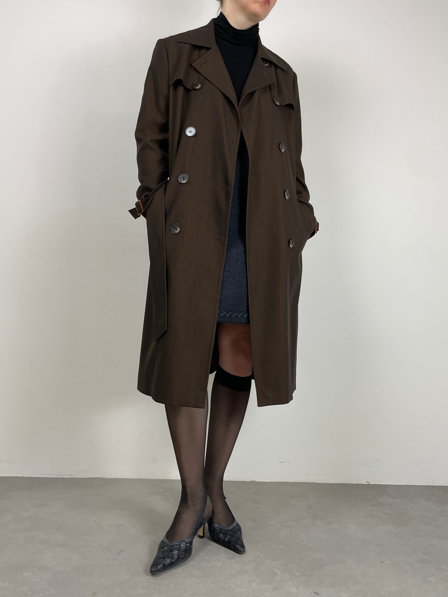 Trench in lana marrone