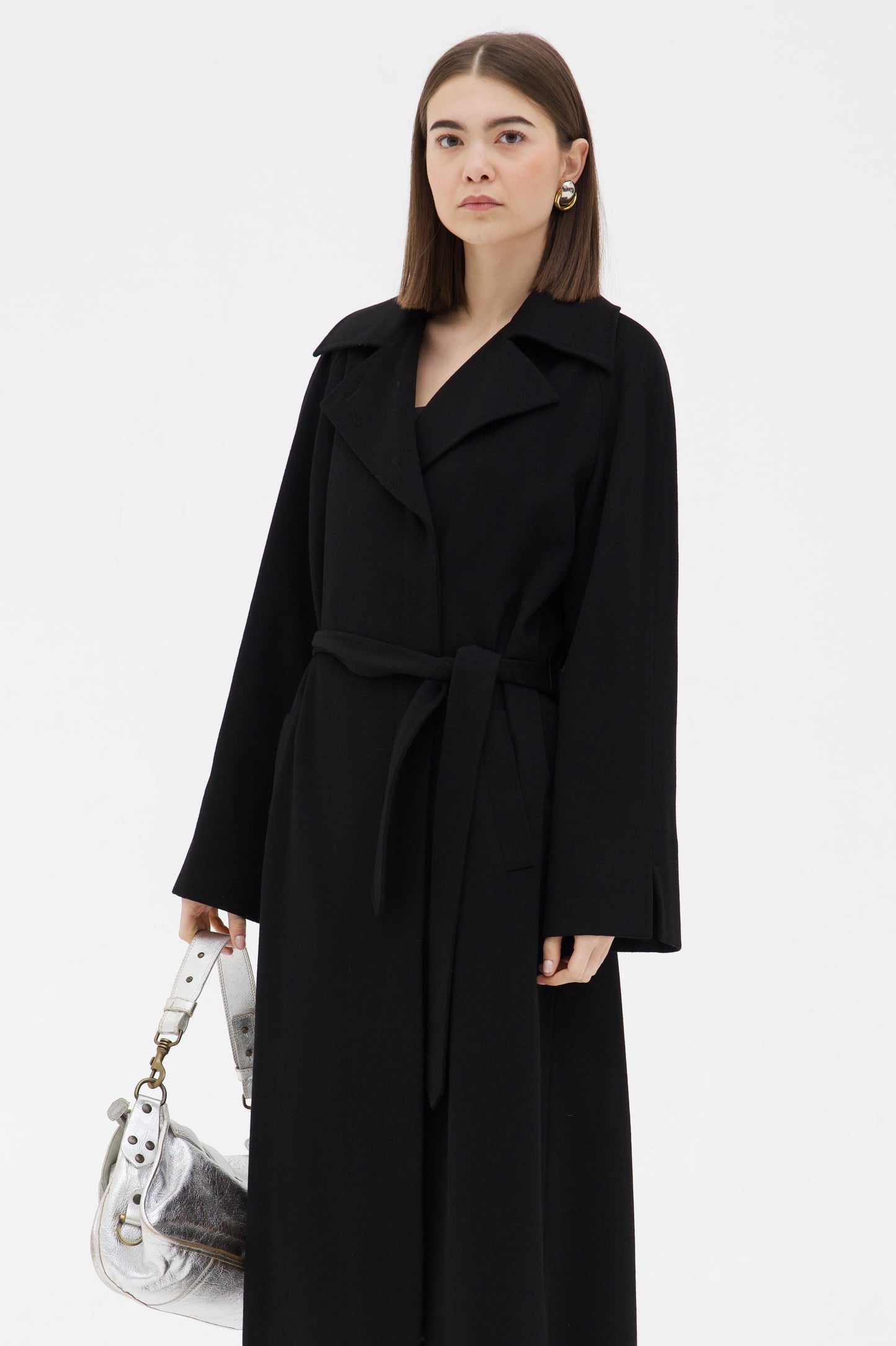 Cappotto vintage nero in lana e cashmere