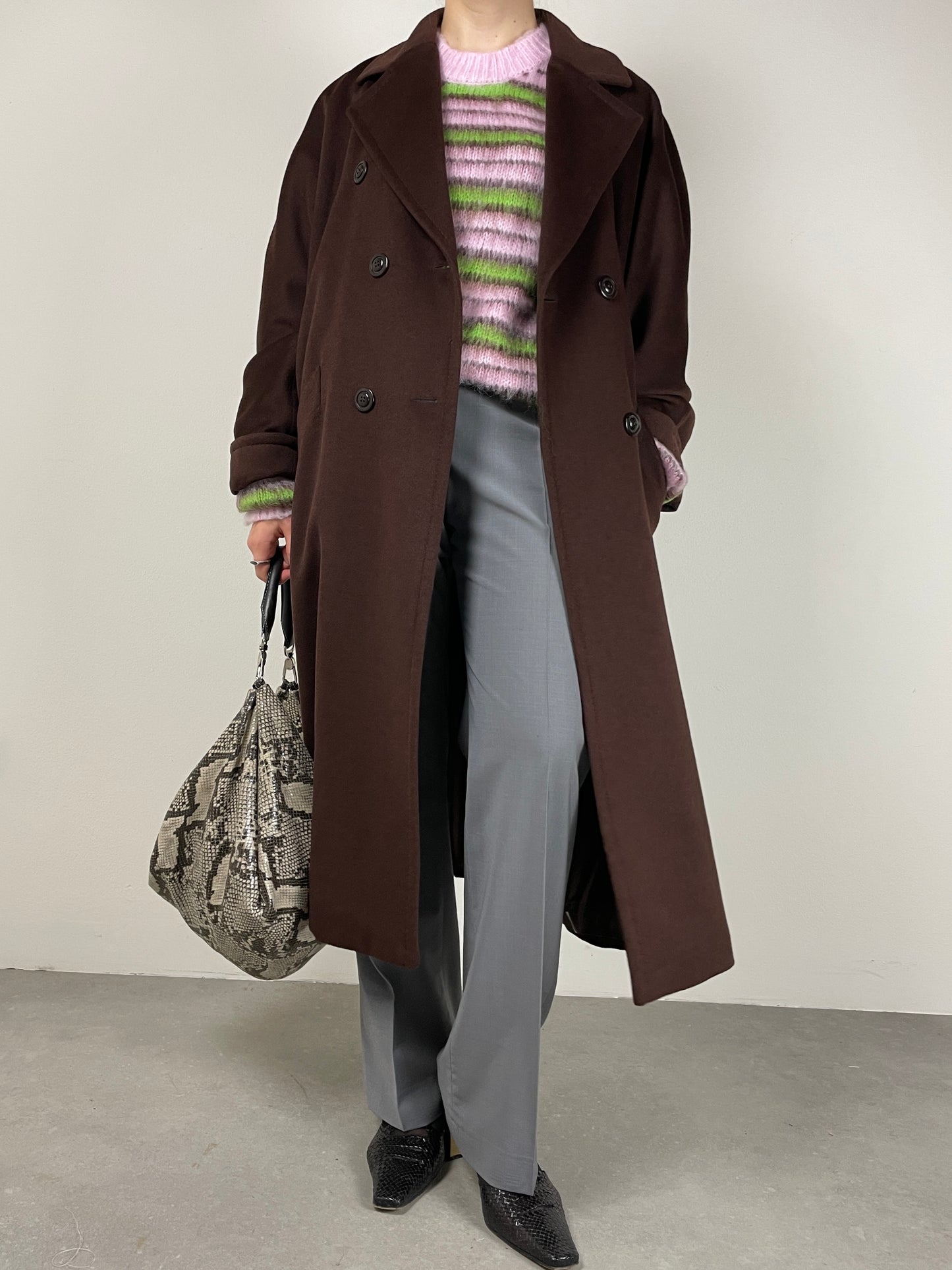 Cappotto in lana color cioccolato