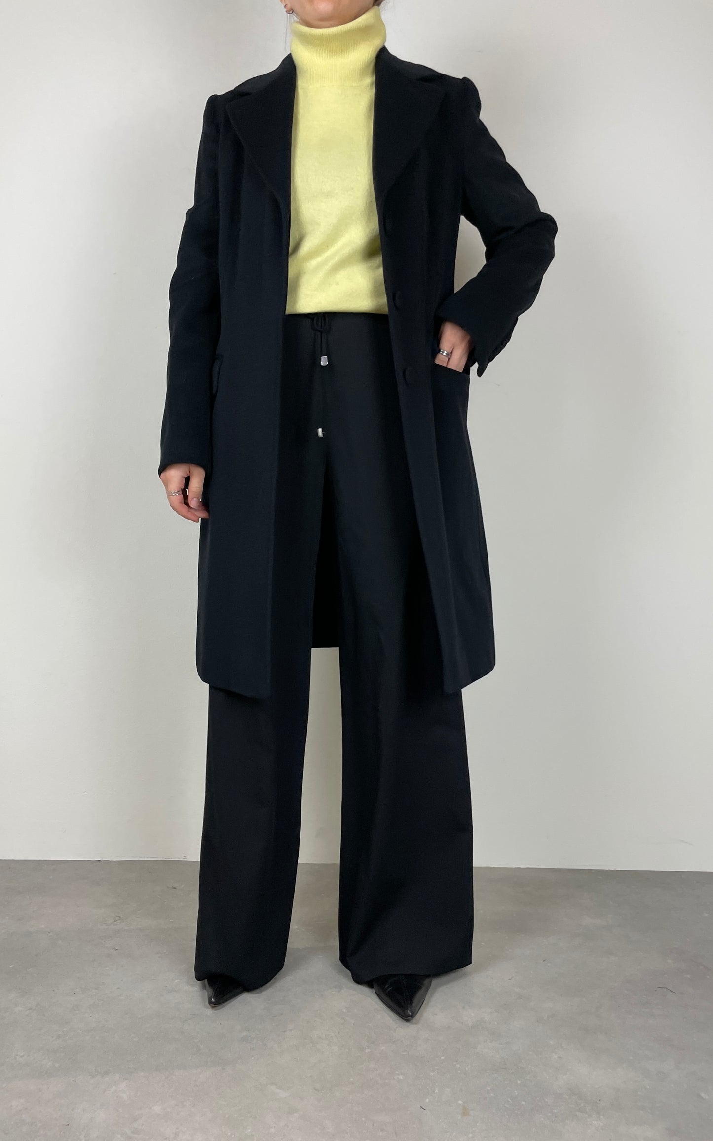 Wool and cashmere soft black coat