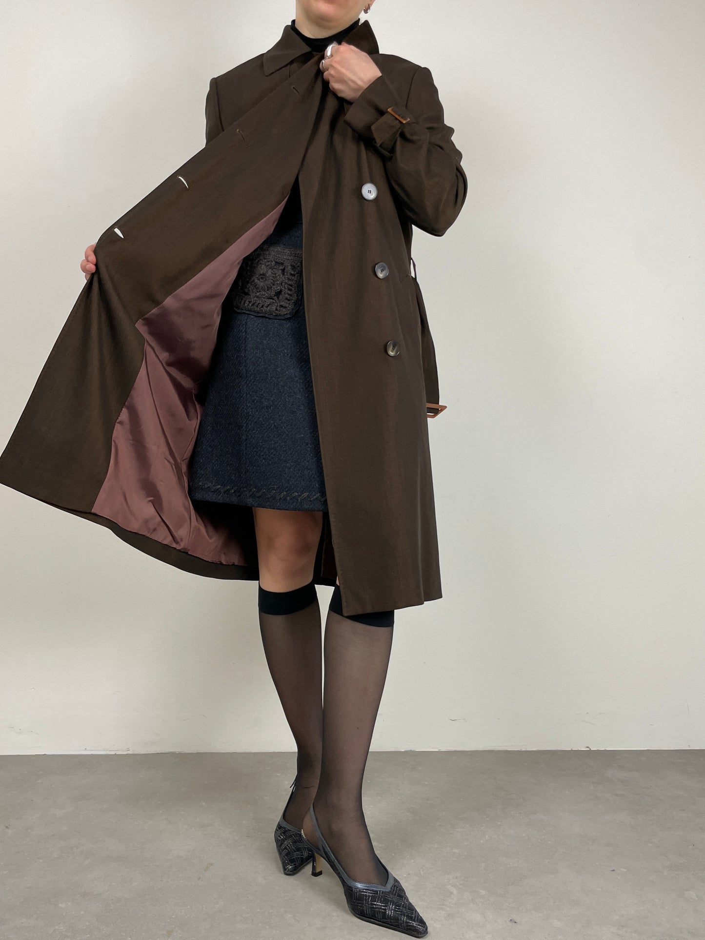 Trench in lana marrone