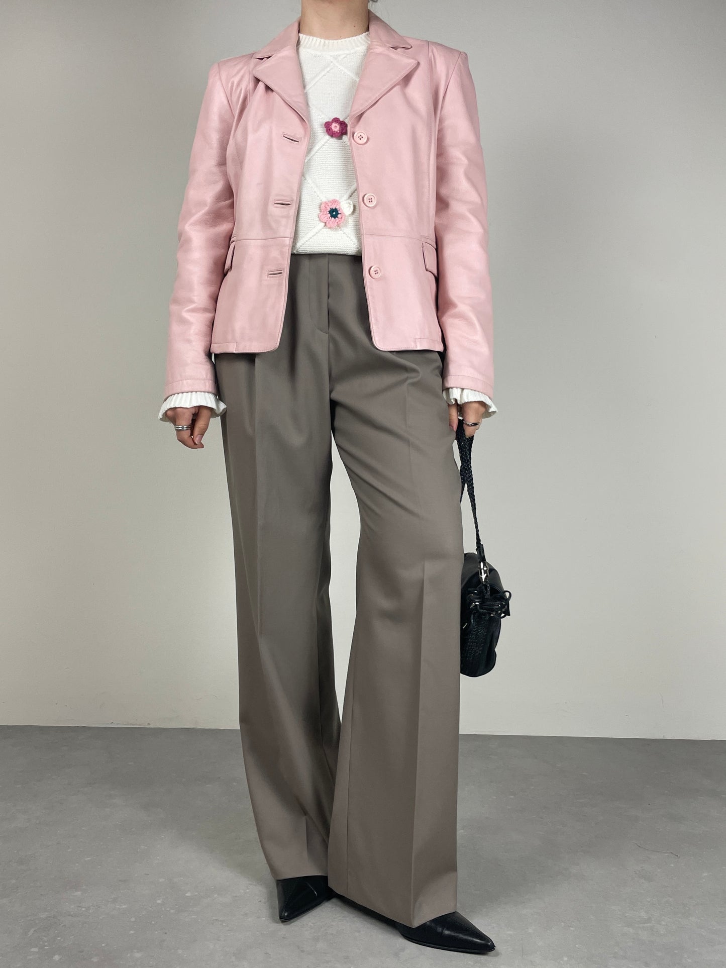 Giacca in vera pelle rosa