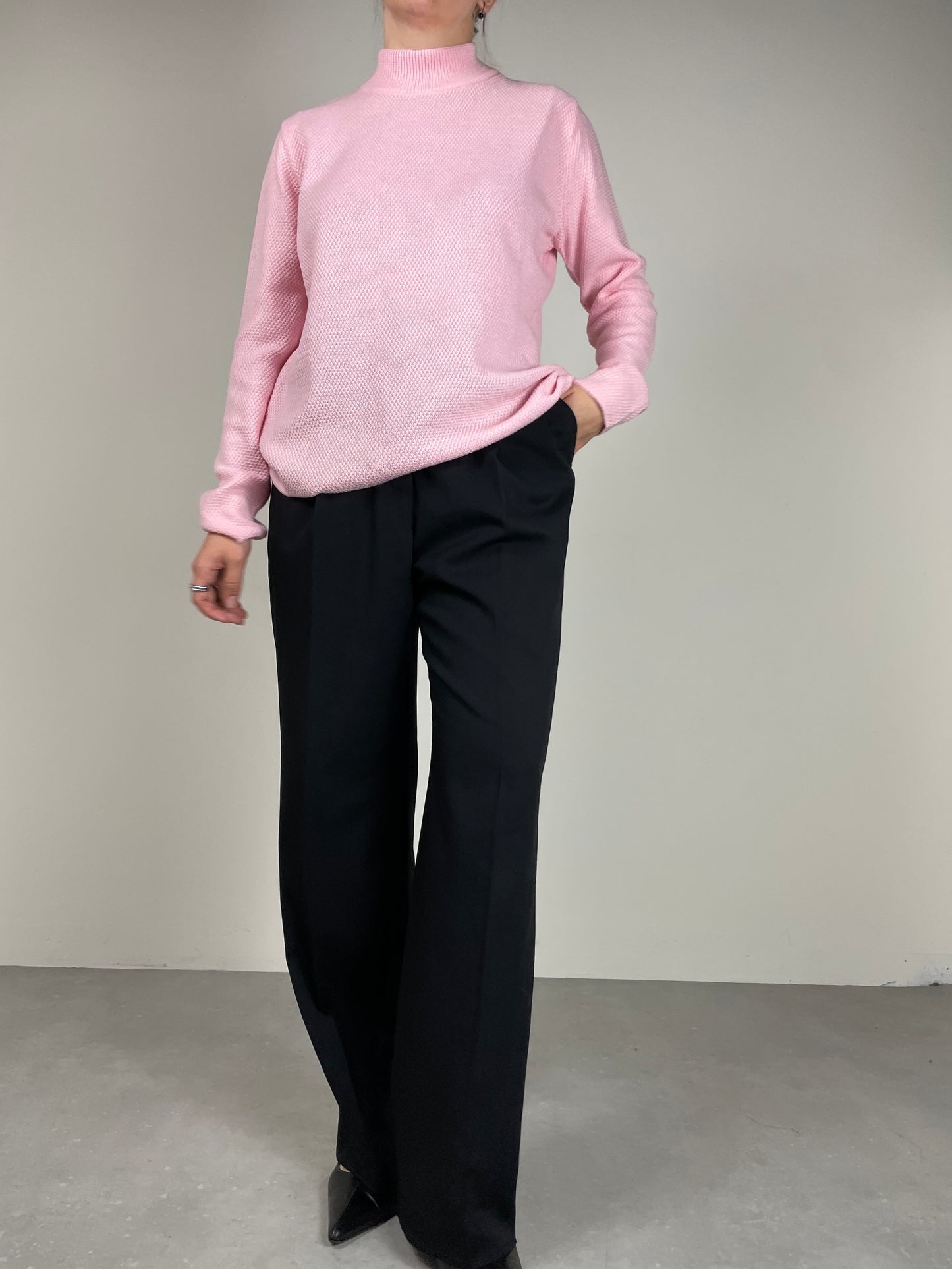 Maglione in pura lana merino extrafine color rosa