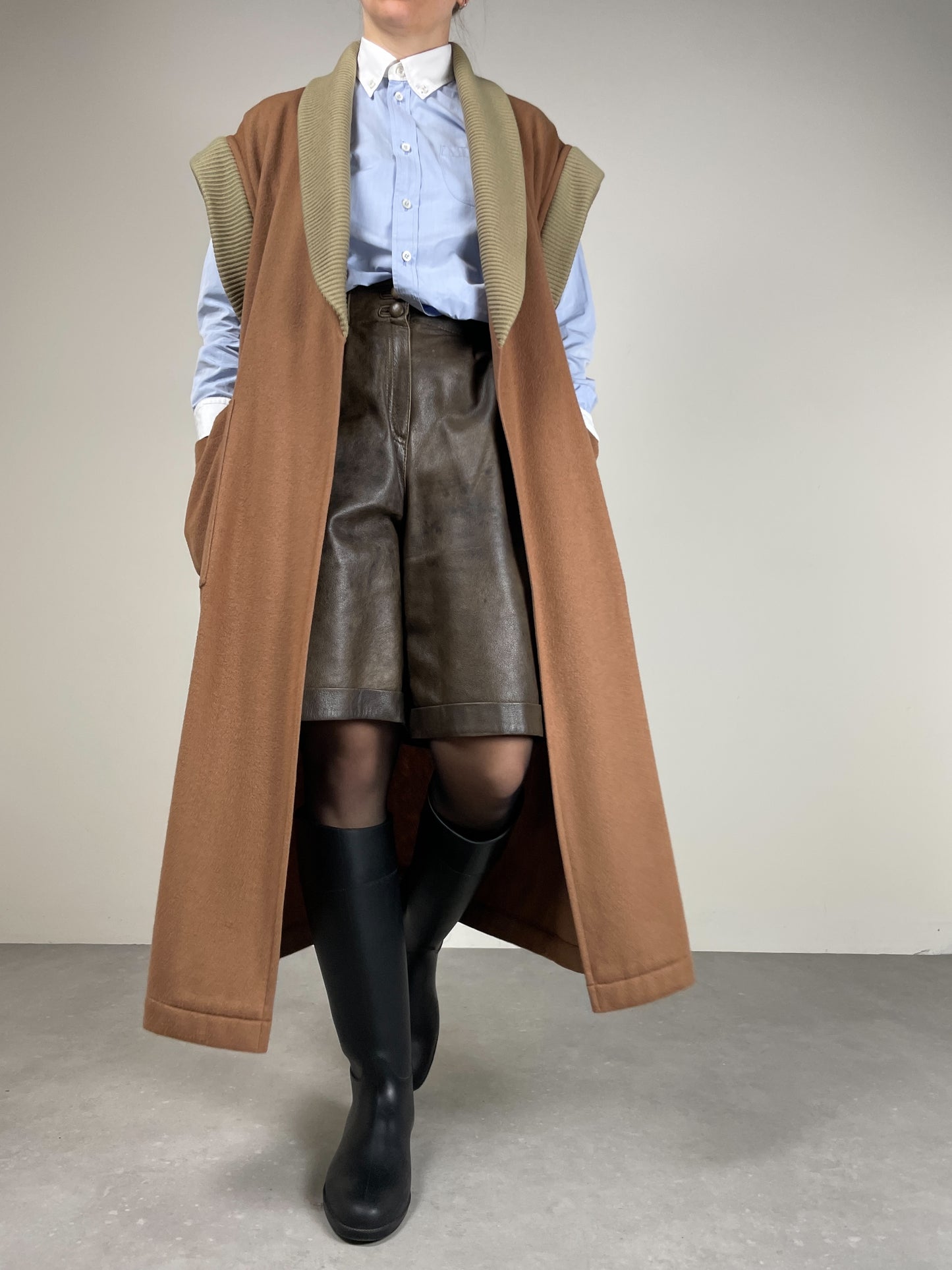 Cappotto vintage Cerruti in pura lana con maniche rimovibili