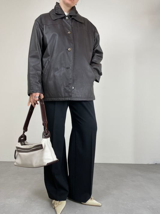 Borsa in vera pelle bicolore