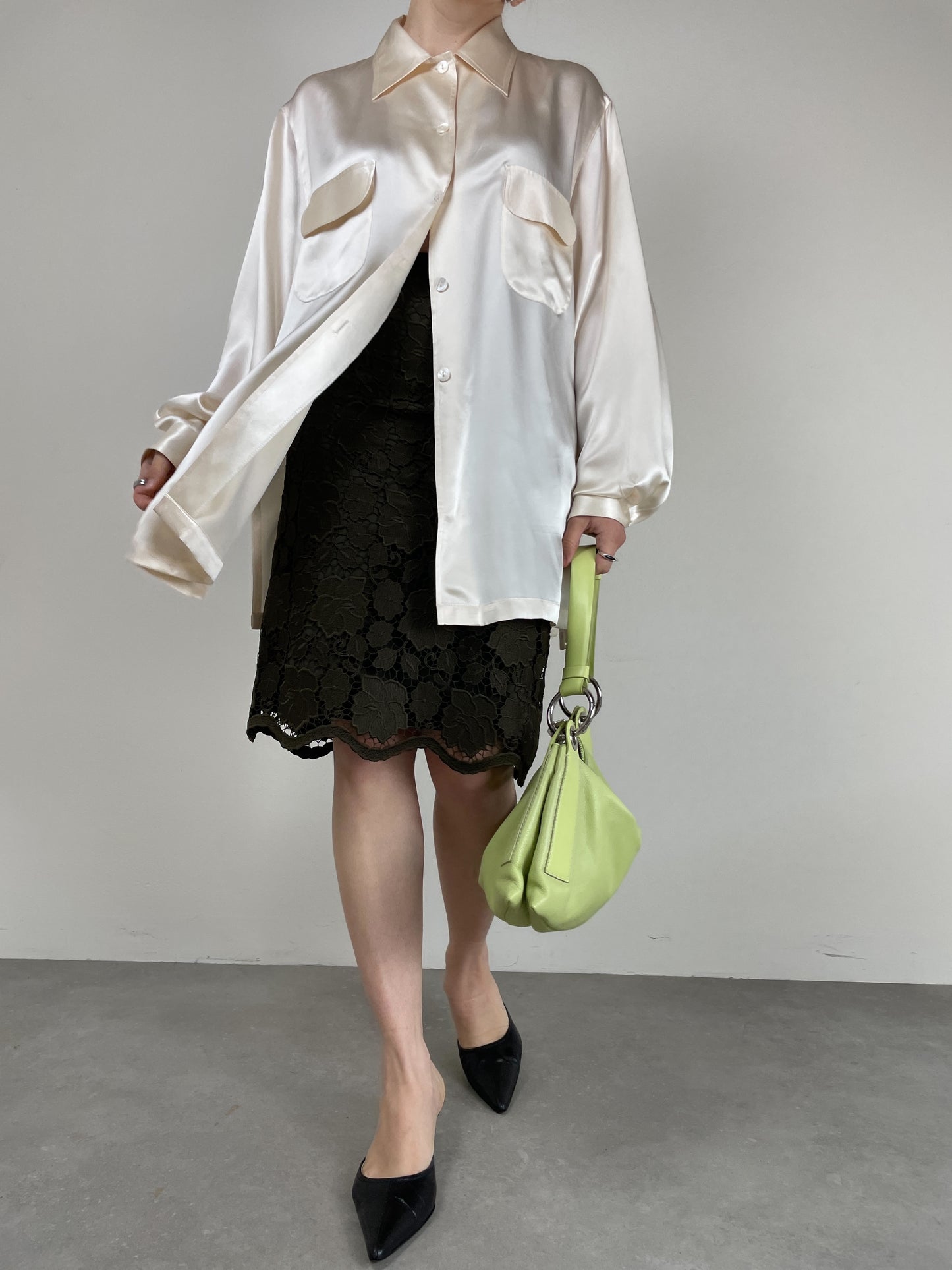 Borsa in vera pelle verde pastello