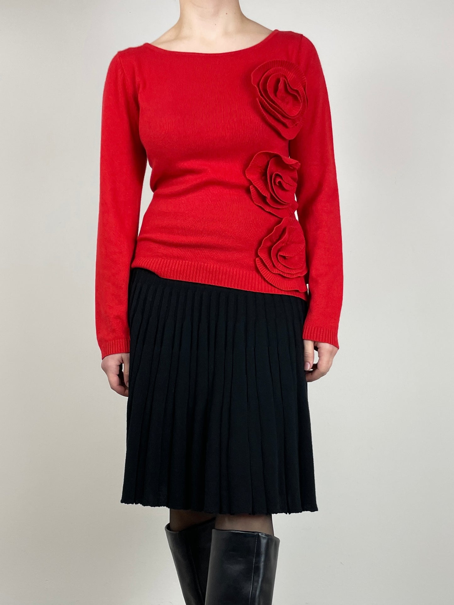 Maglione in cashmere e seta con fiori