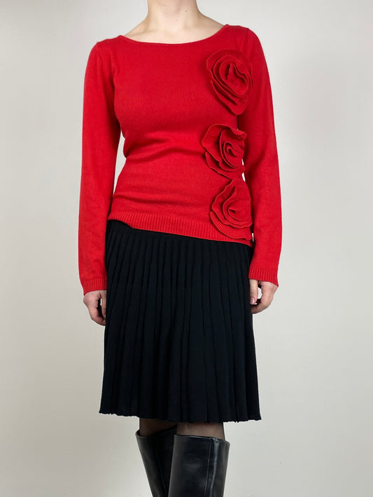 Maglione in cashmere e seta con fiori