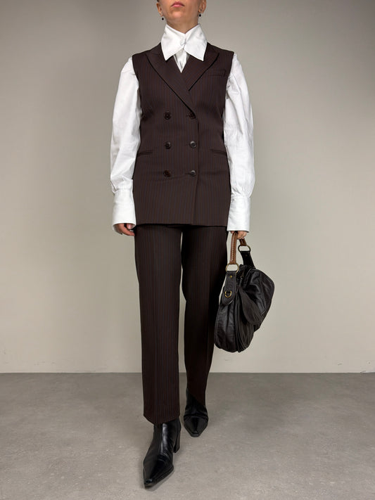 Completo vintage con gilet e pantalone in lana gessata