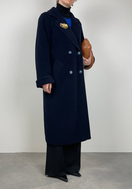 Blue 100% cashmere coat