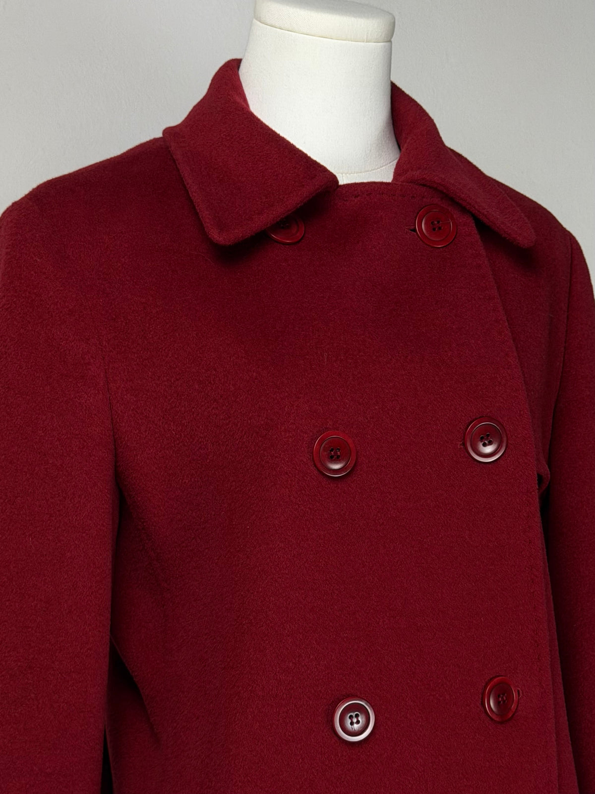 Cappotto bordeaux in lana cashmere e angora