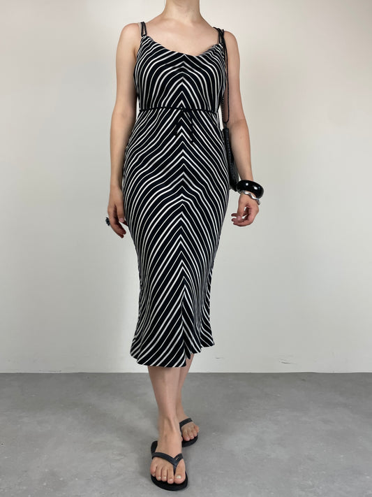 Abito vintage in pura seta a righe