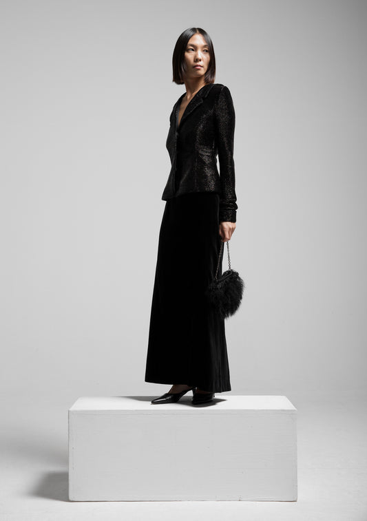 Gonna Yves Saint Laurent in velluto di cotone nero
