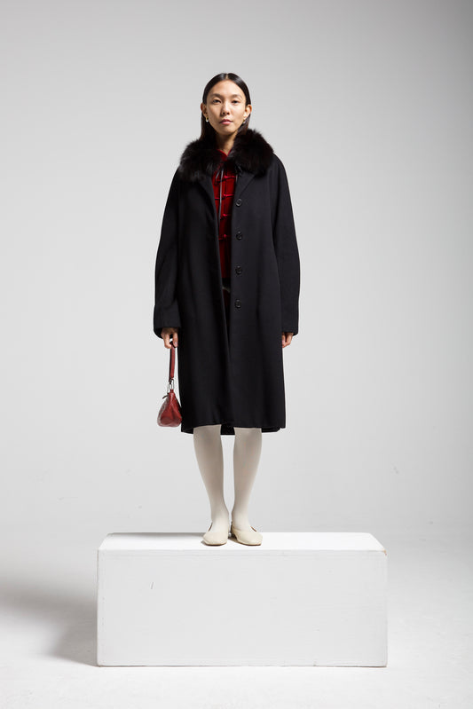 Cappotto vintage Made in Italy in pura lana nera