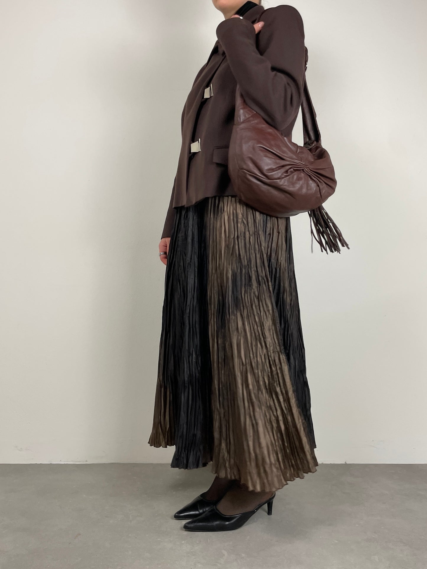 Hobo bag in pelle marrone