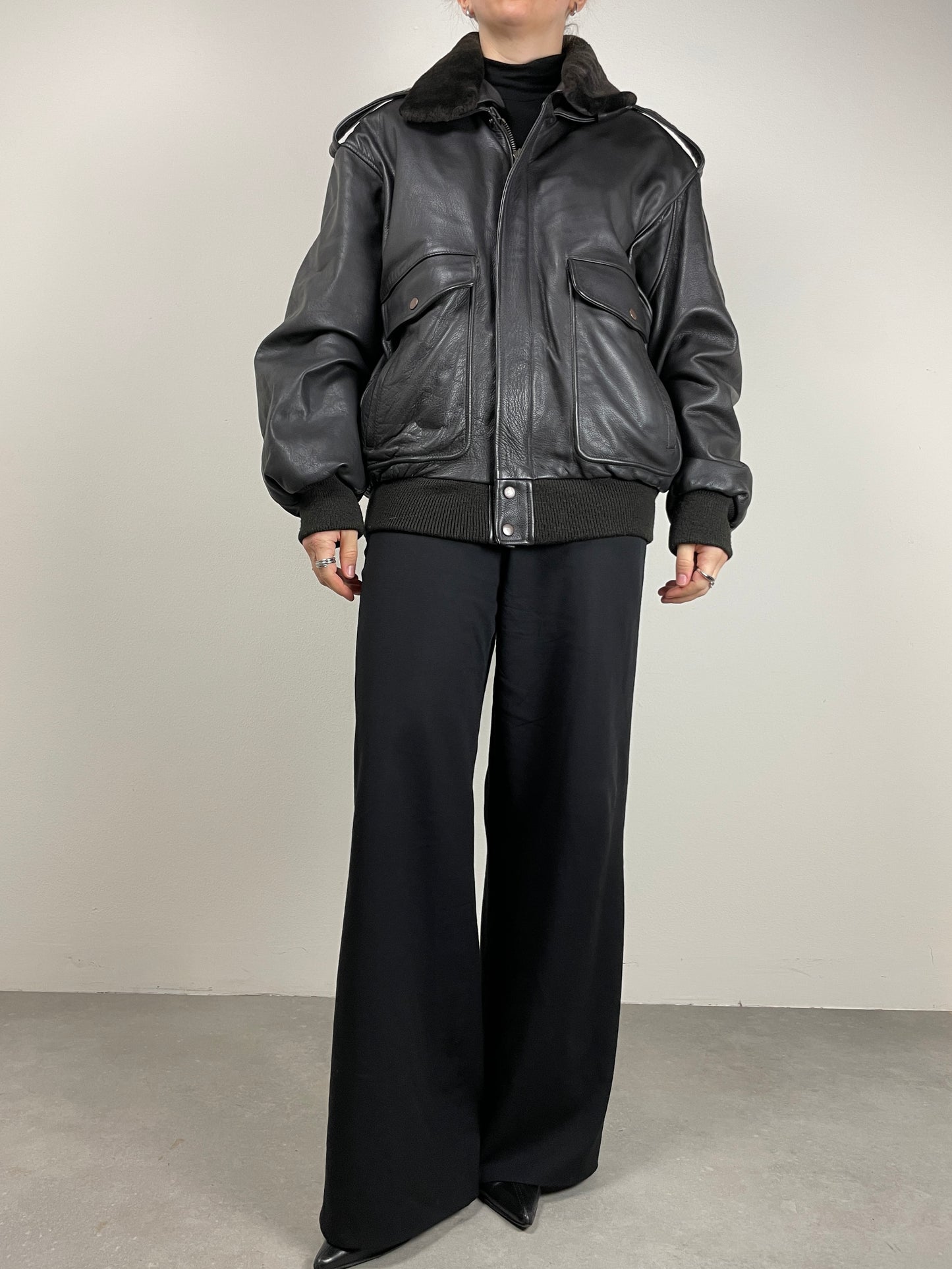 Bomber vintage in vera pelle