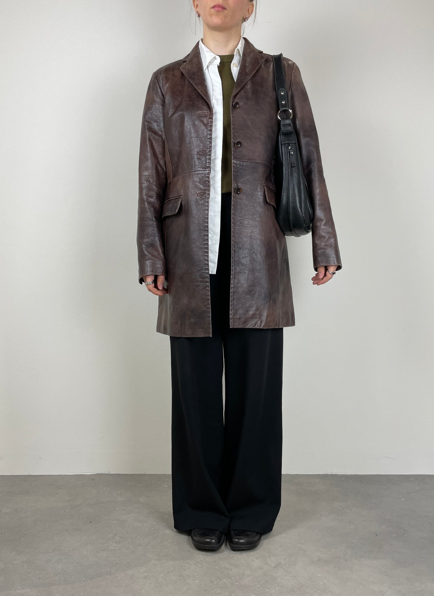 Giacca in pelle effetto distressed