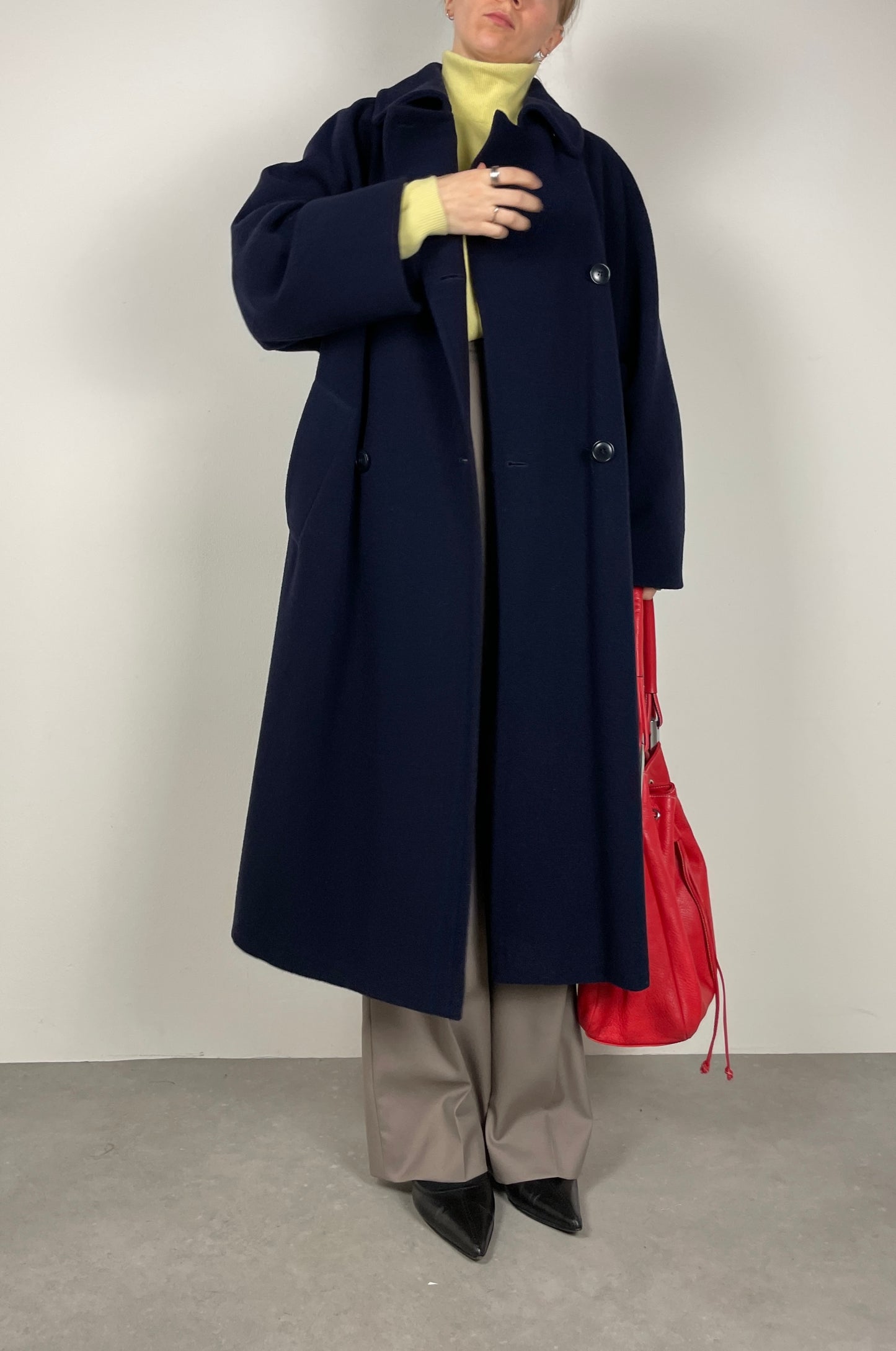 Double-breasted wool blue coat