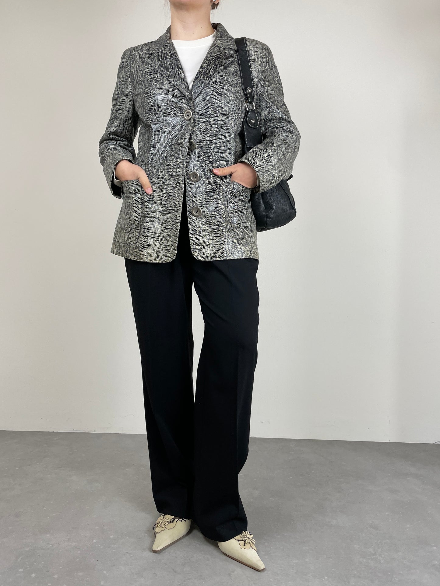 Giacca Genny in vera pelle effetto pitonato