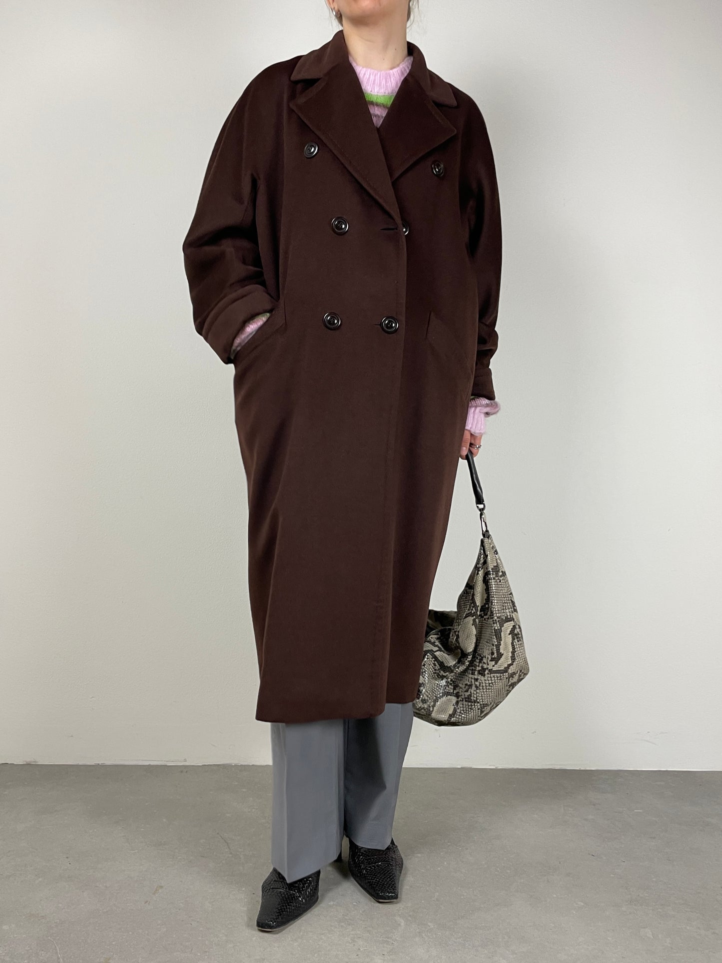 Cappotto in lana color cioccolato