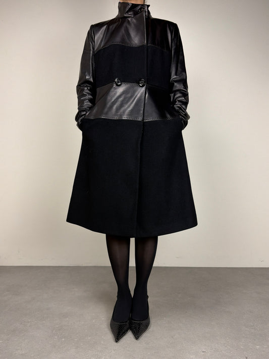 Cappotto Sportmax in vera pelle e lana