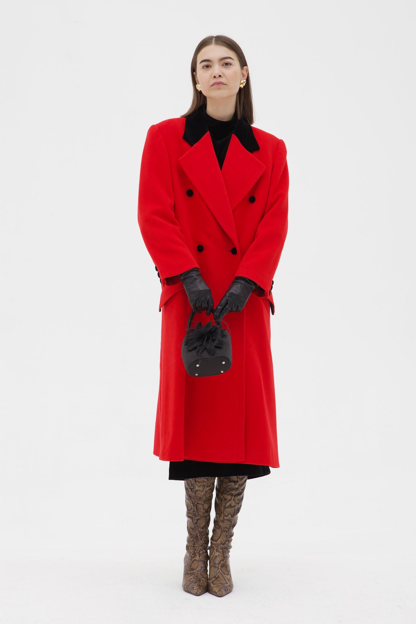 Cappotto vintage in lana e cashmere rosso