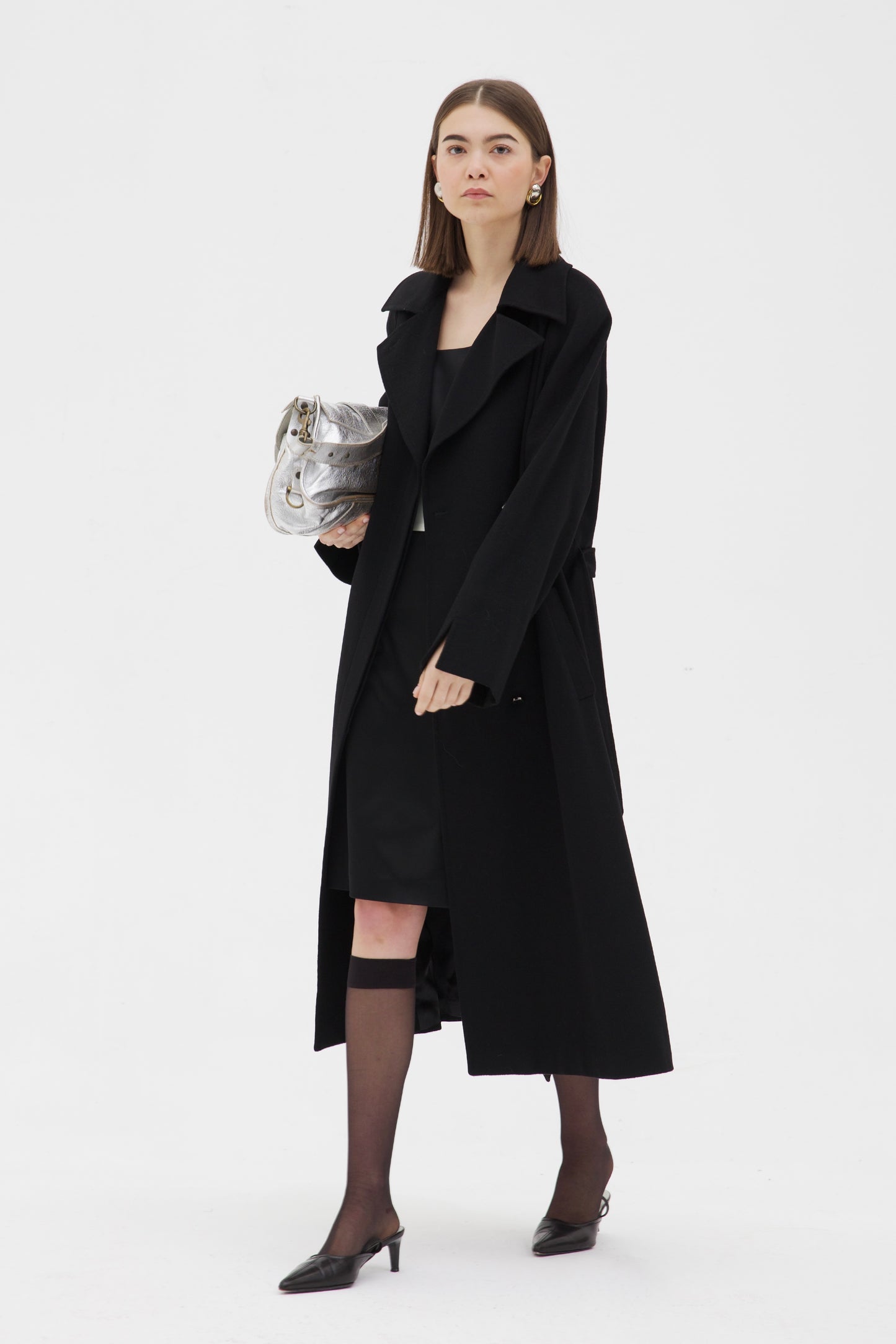 Cappotto vintage nero in lana e cashmere