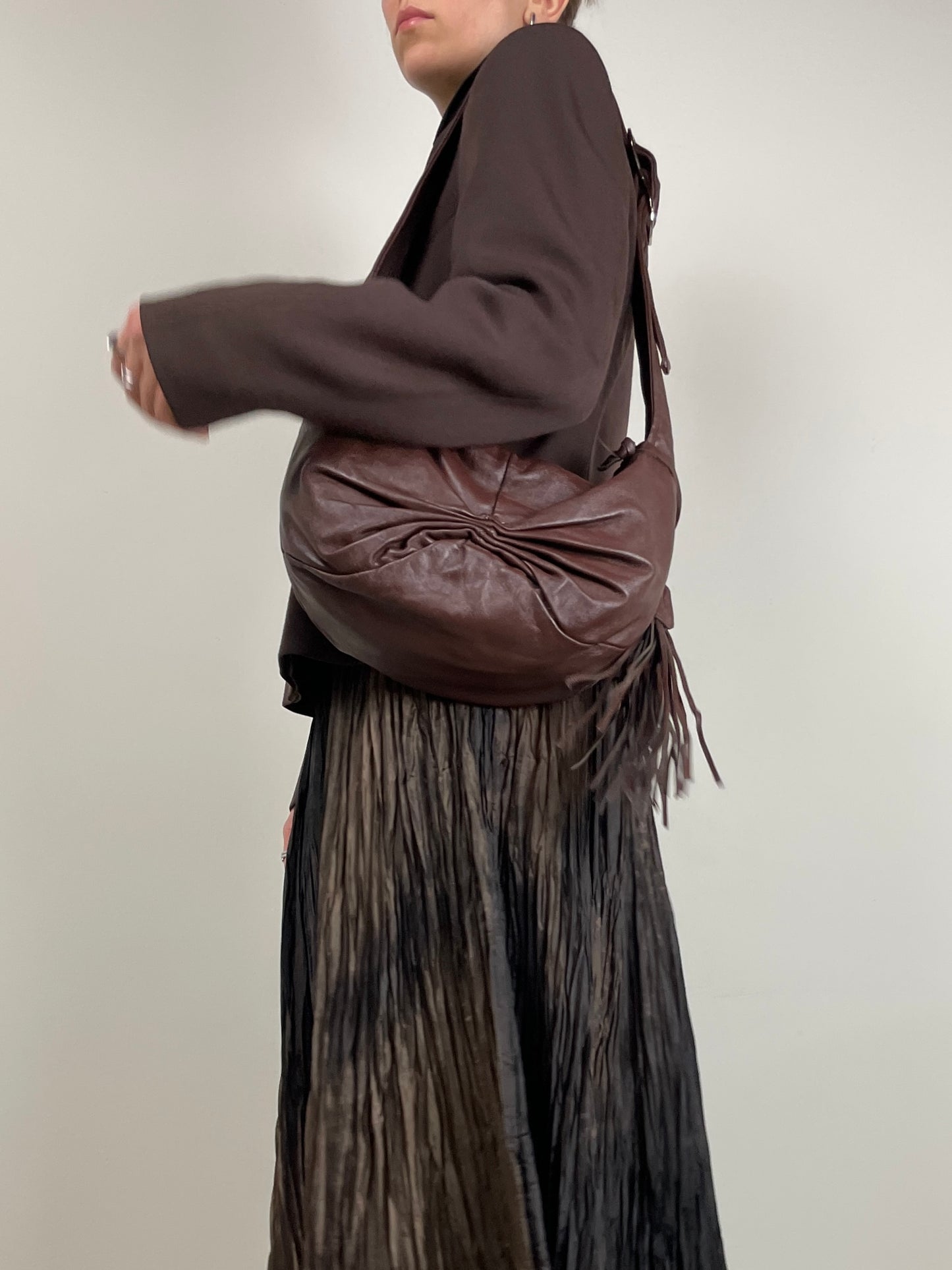 Hobo bag in pelle marrone