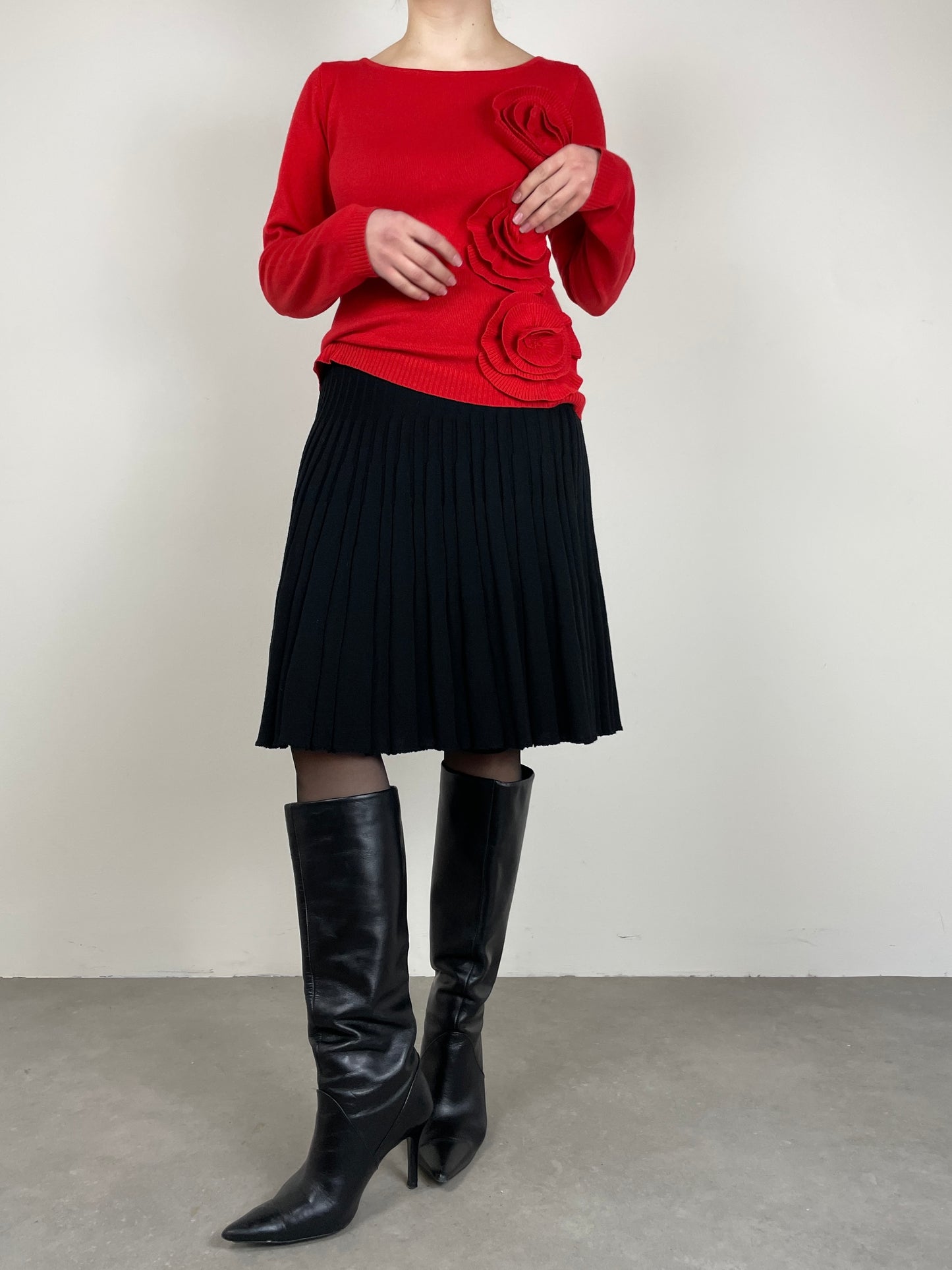 Maglione in cashmere e seta con fiori