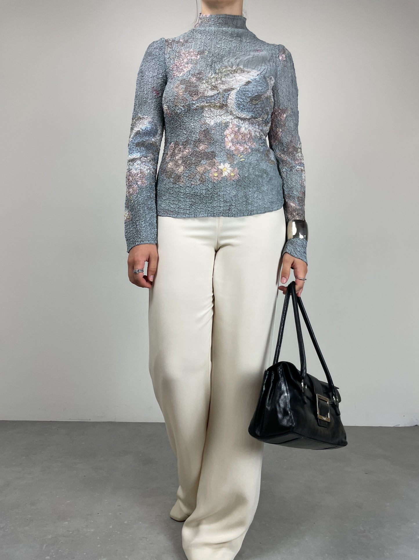 Top a fantasia in tessuto crinkle