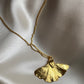 Ginkgo Baloba leaf gold necklace