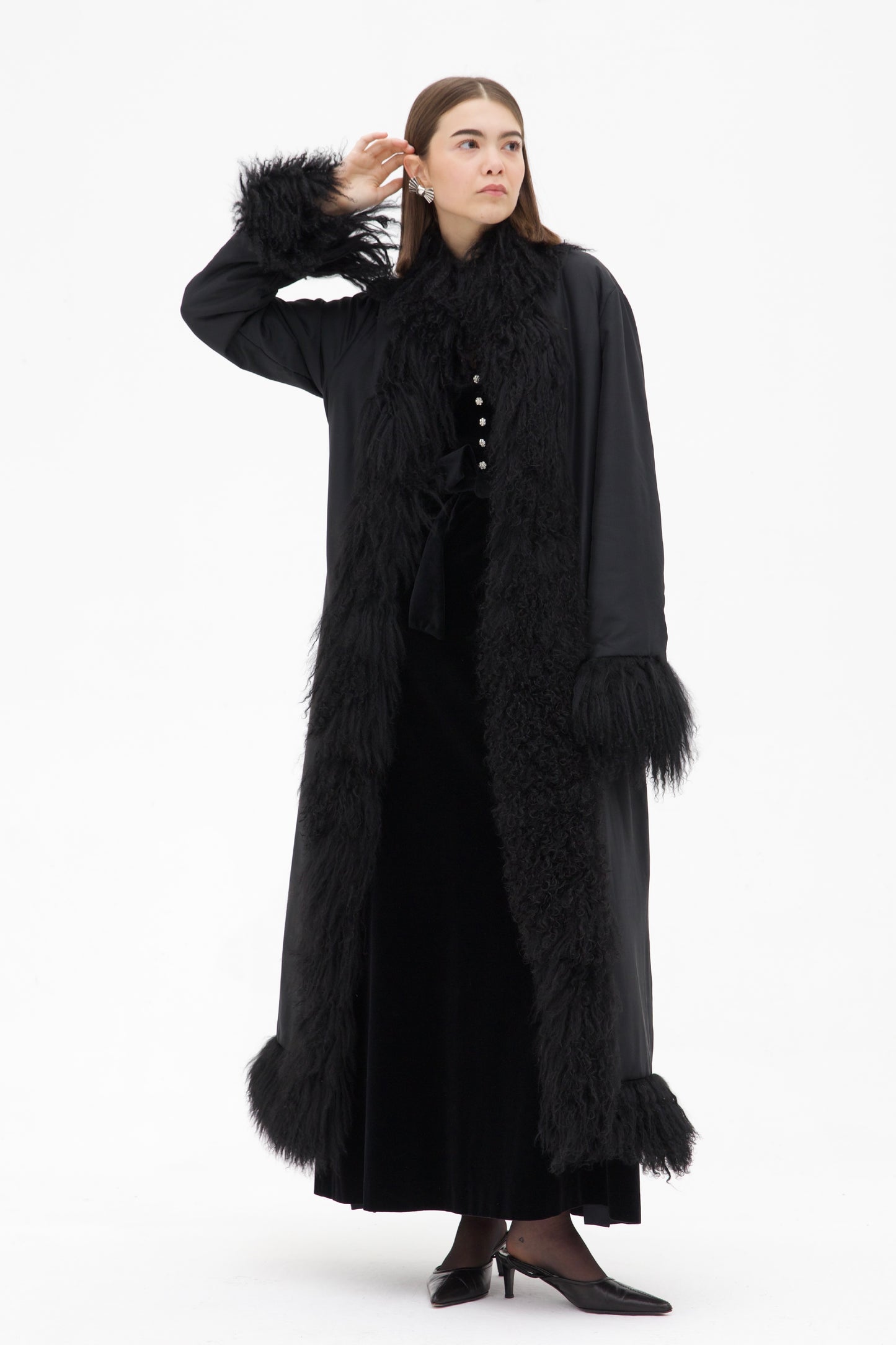 Cappotto in seta e pelliccia Mongolia