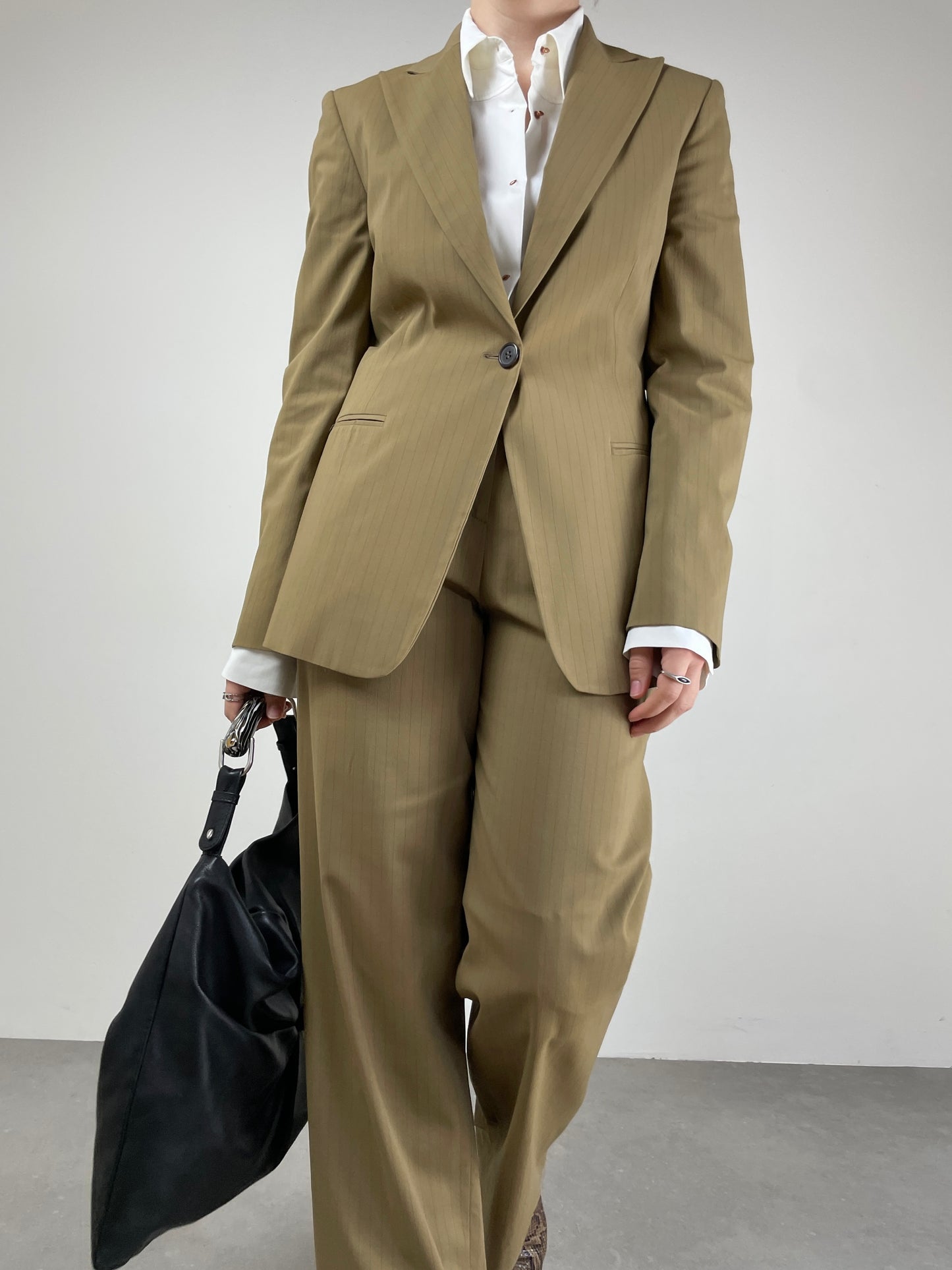 Completo vintage Made in Italy in misto lana gessato