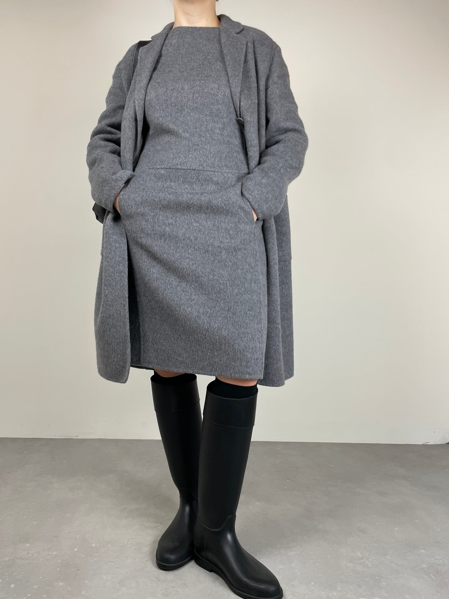 MAX MARA abito in drap di lana e angora doppiato