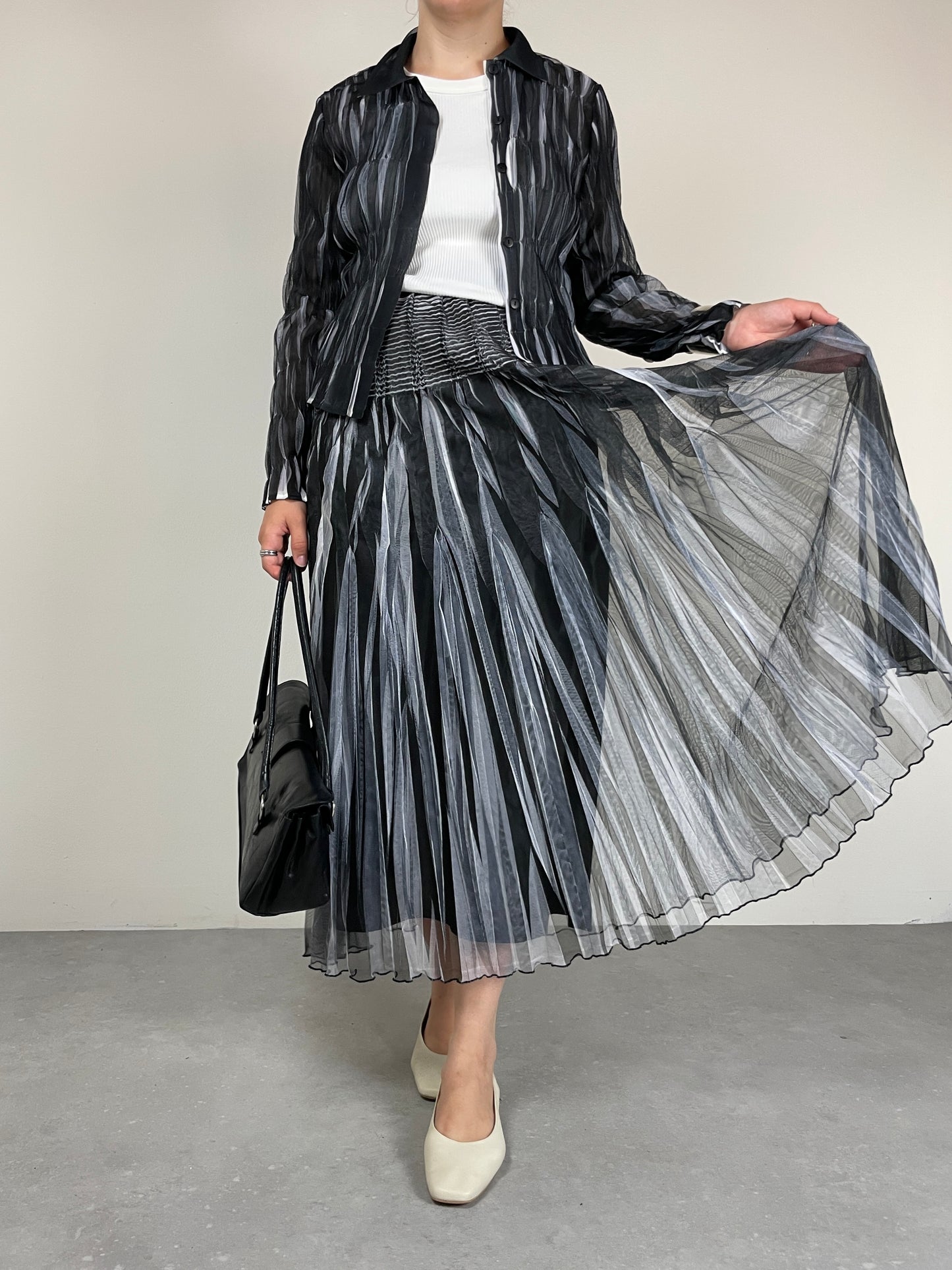 Gonna bicolor in tulle plissettato