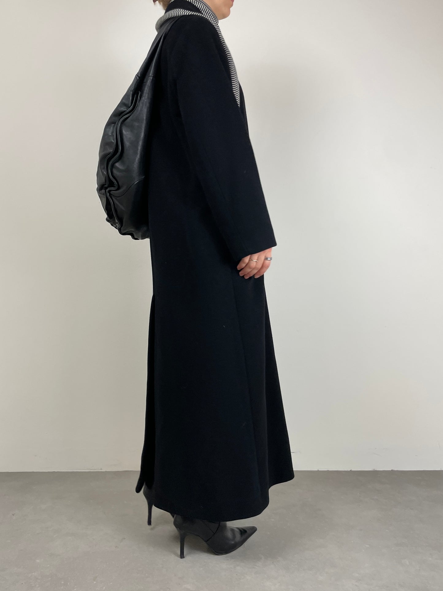 Maxi borsa hobo in vera pelle nera