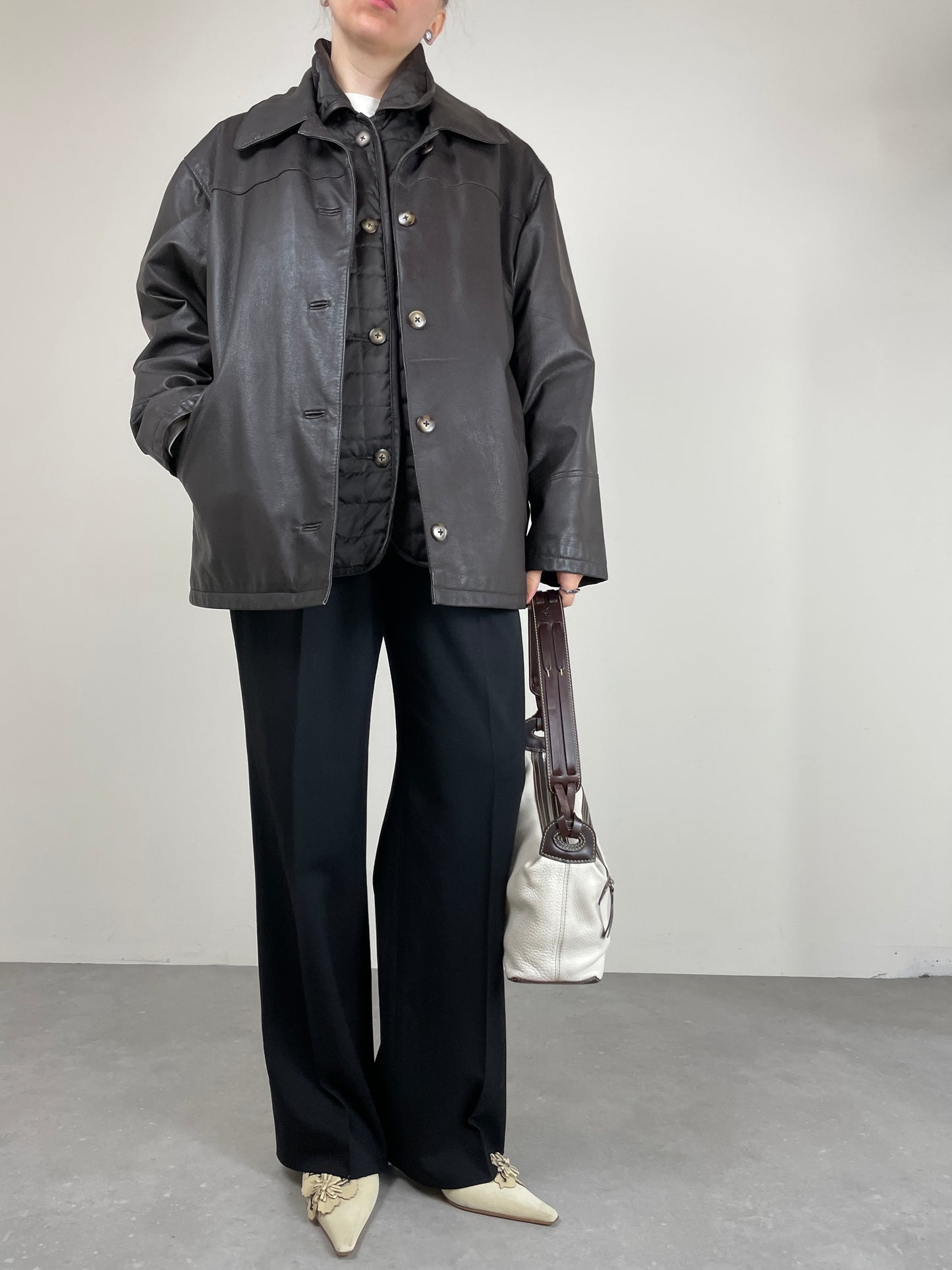 Giacca in vera pelle con gilet interno