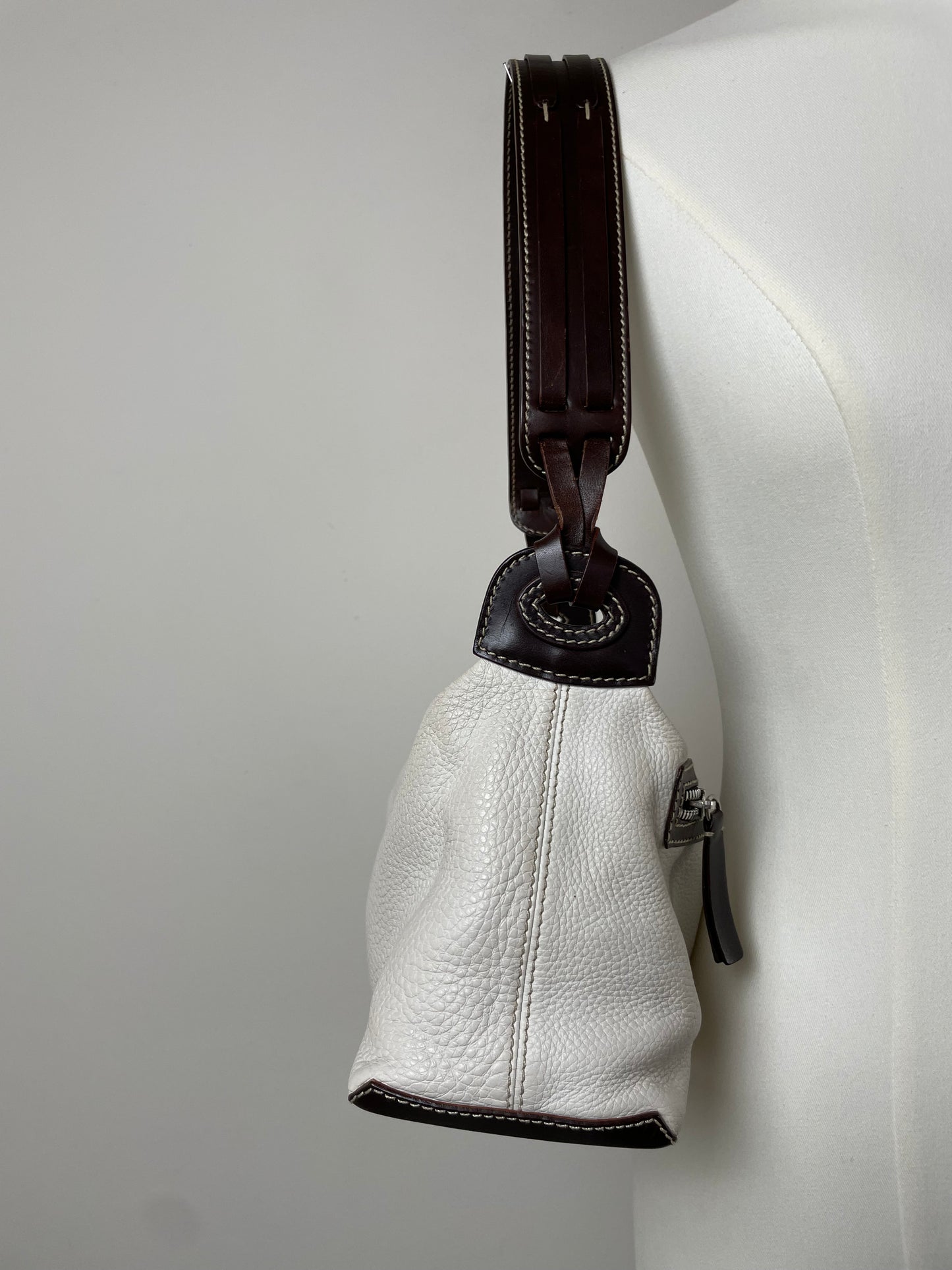 Borsa in vera pelle bicolore