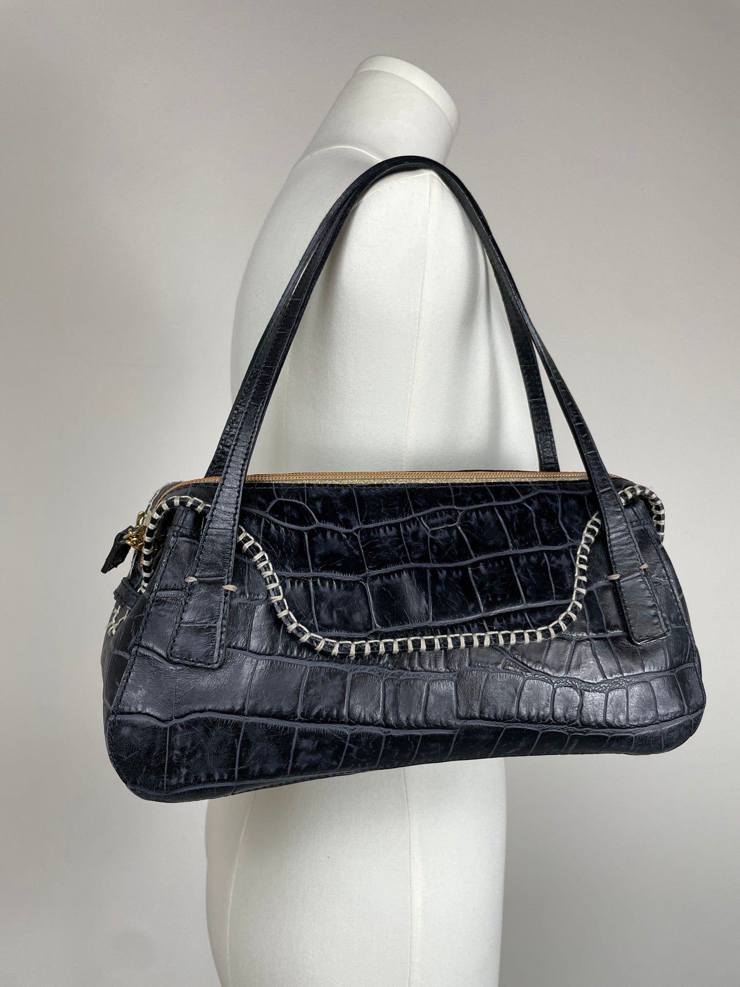 Borsa vintage in pelle effetto cocco