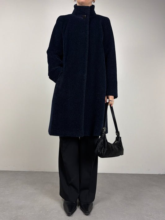 Cinzia Rocca Icon cappotto blu in alpaca e lana