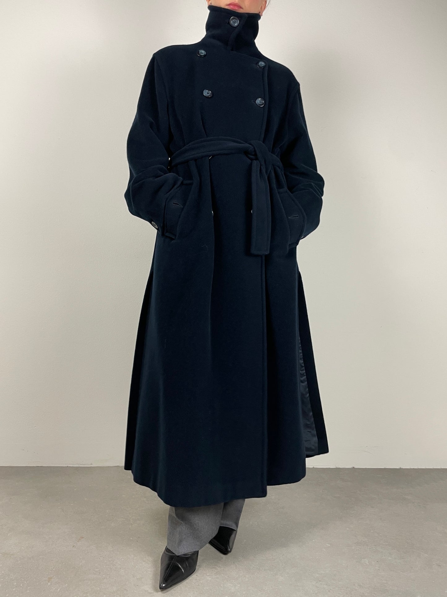 Cappotto Made in Italy in lana e cashmere color blu