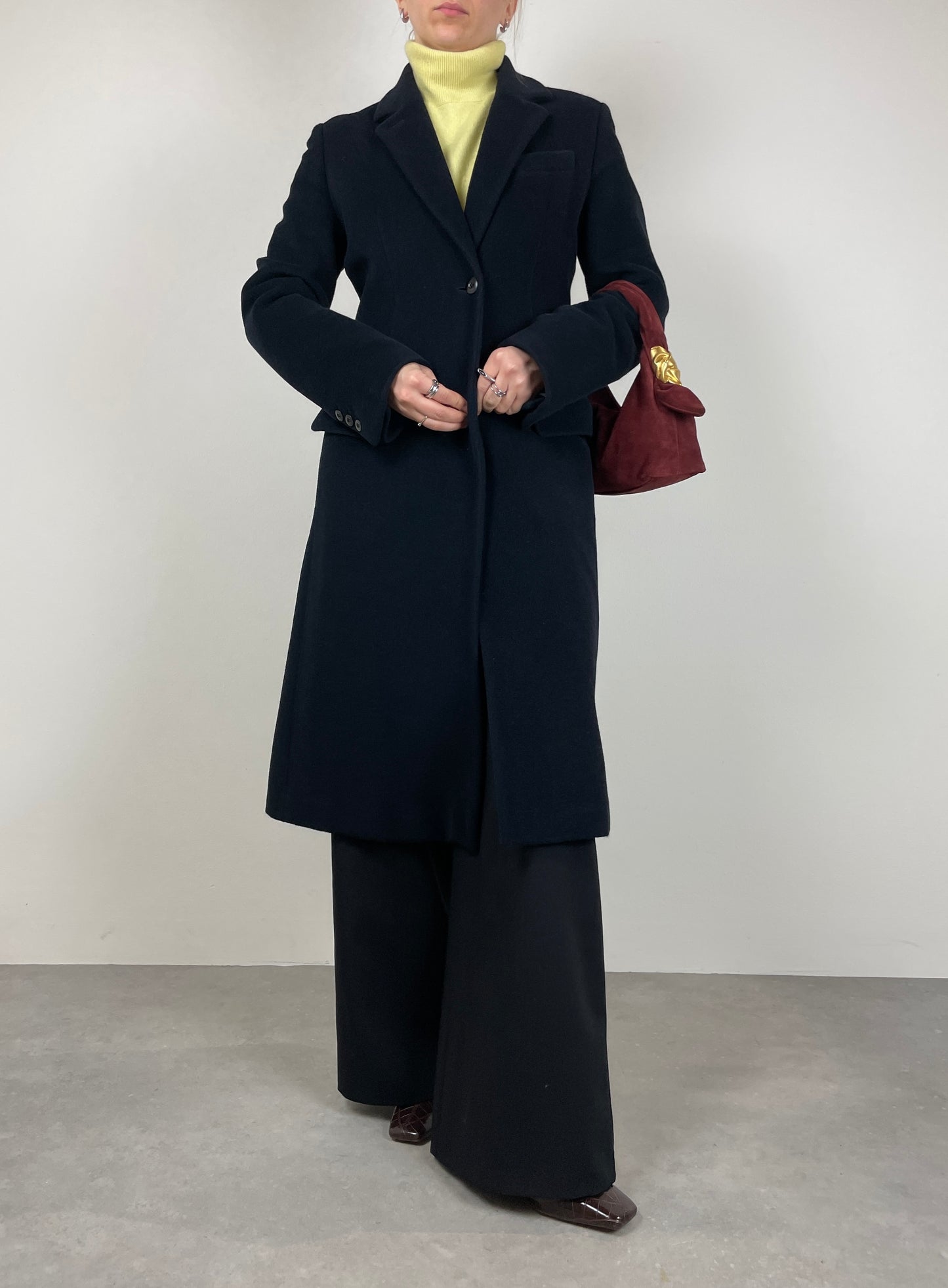 Blue wool and angora coat